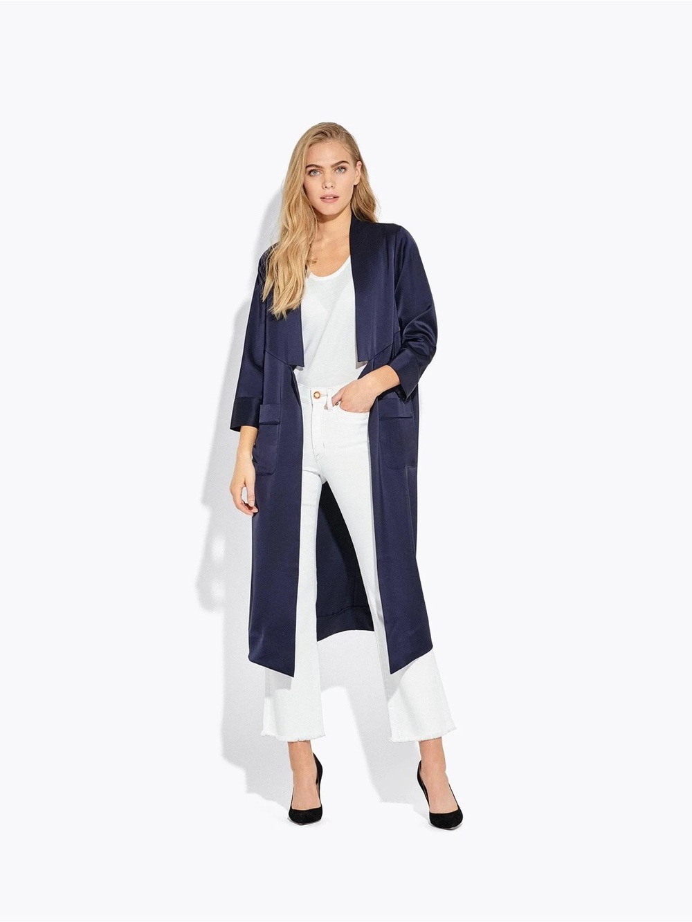 AYR crystal cove satin navy Duster Coat